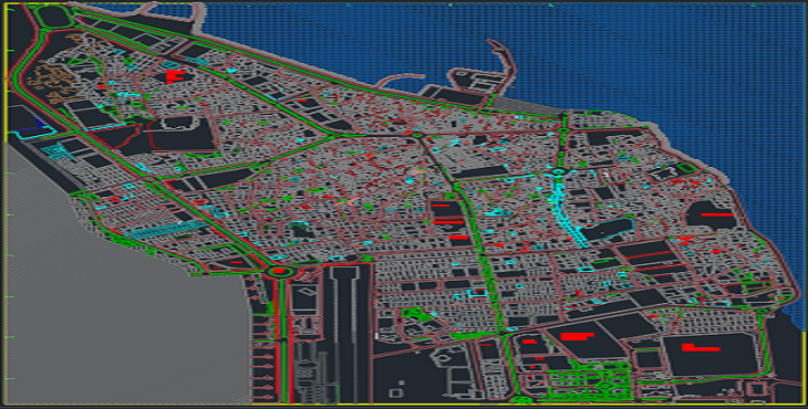 نقشه اتوکد شهر طرح جامع و تفصیلی شهری قشم
