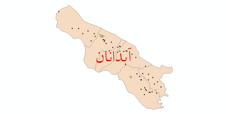 دانلود نقشه جی آی اس تقسیمات سیاسی شهرستان آبدانان سال 1398