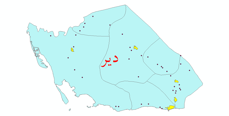 دانلود نقشه جی آی اس تقسیمات سیاسی شهرستان دیر سال 1398