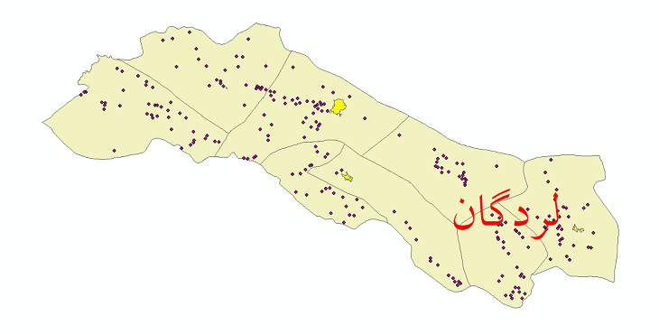 دانلود نقشه جی آی اس تقسیمات سیاسی شهرستان لردگان سال 1398