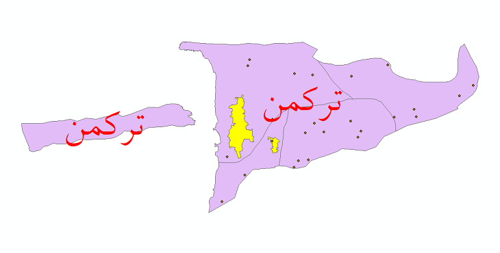 دانلود نقشه جی ای اس تقسیمات سیاسی شهرستان ترکمن سال 1398