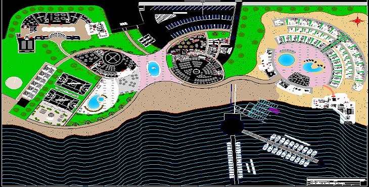 نقشه اتوکد طراحی پارک ساحلی