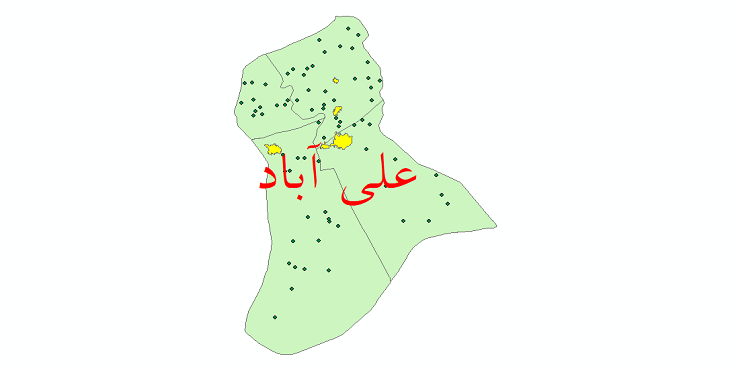دانلود نقشه جی ای اس تقسیمات سیاسی شهرستان علی آباد سال 1398