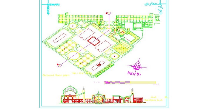 نقشه اتوکد مسجد امام