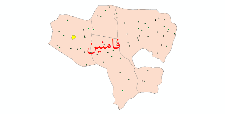 دانلود نقشه جی ای اس تقسیمات سیاسی شهرستان فامنین سال 1398