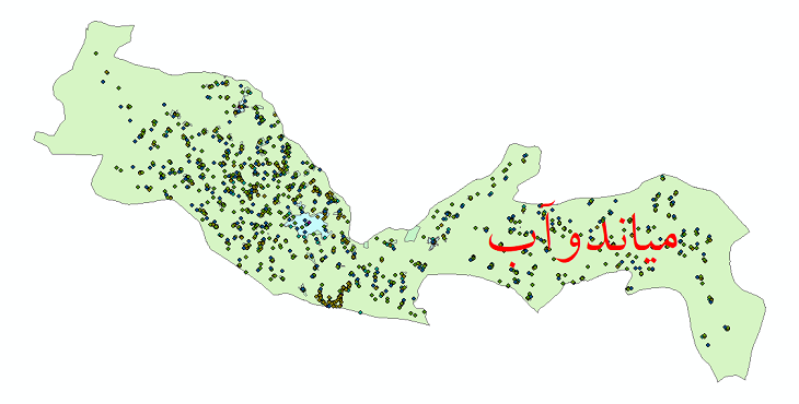 دانلود نقشه شیپ فایل آمار جمعیت نقاط شهری و نقاط روستایی شهرستان میاندوآب از سال 1335 الی 1395