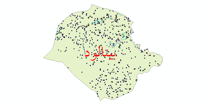 دانلود نقشه شیپ فایل آمار جمعیت نقاط شهری و نقاط روستایی شهرستان بینالود از سال 1335 تا 1395