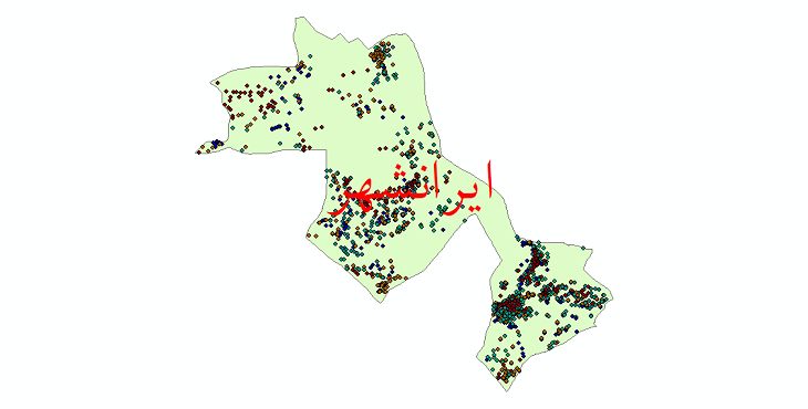دانلود نقشه شیپ فایل آمار جمعیت نقاط شهری و نقاط روستایی شهرستان ایرانشهر از سال 1335 تا 1395