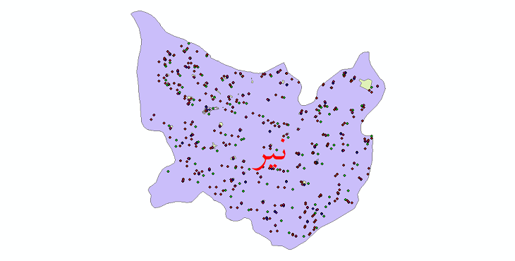 دانلود نقشه شیپ فایل آمار جمعیت نقاط شهری و نقاط روستایی شهرستان نیر از سال 1335 تا 1395