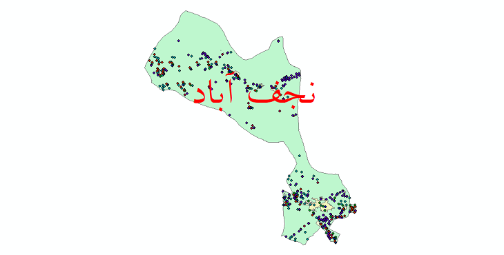 دانلود نقشه شیپ فایل آمار جمعیت نقاط شهری و نقاط روستایی شهرستان نجف آباد از سال 1335 تا 1395