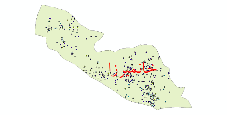 دانلود نقشه شیپ فایل آمار جمعیت نقاط شهری و نقاط روستایی شهرستان خانمیرزا از سال 1335 تا 1395