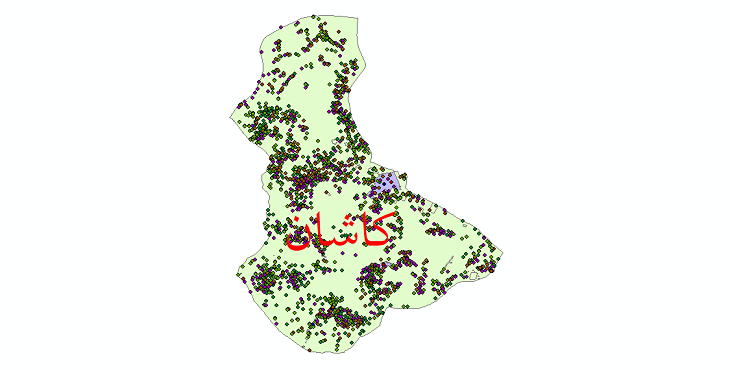 دانلود نقشه شیپ فایل آمار جمعیت نقاط شهری و نقاط روستایی شهرستان کاشان از سال 1335 تا 1395