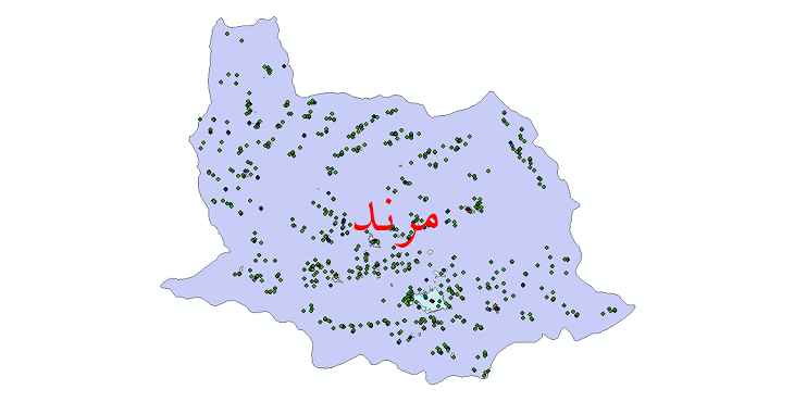 دانلود نقشه شیپ فایل آمار جمعیت نقاط شهری و نقاط روستایی شهرستان مرند از سال 1335 الی 1395