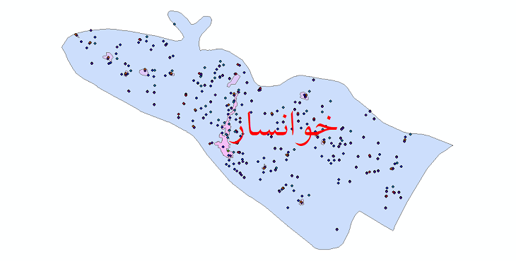 دانلود نقشه شیپ فایل آمار جمعیت نقاط شهری و نقاط روستایی شهرستان خوانسار از سال 1335 تا 1395