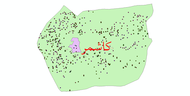 دانلود نقشه شیپ فایل آمار جمعیت نقاط شهری و نقاط روستایی شهرستان کاشمر از سال 1335 تا 1395