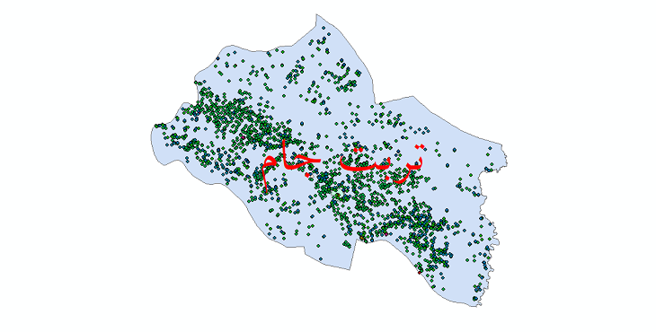 دانلود نقشه شیپ فایل آمار جمعیت نقاط شهری و نقاط روستایی شهرستان تربت جام از سال 1335 تا 1395