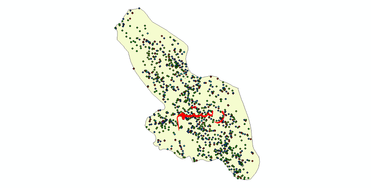 دانلود نقشه شیپ فایل آمار جمعیت نقاط شهری و نقاط روستایی شهرستان رستم از سال 1335 تا 1395