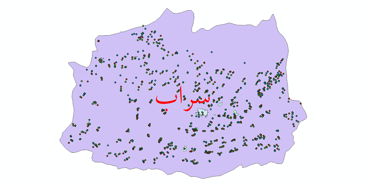 دانلود نقشه شیپ فایل آمار جمعیت نقاط شهری و نقاط روستایی شهرستان سراب از سال 1335 الی 1395