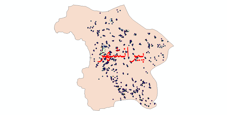دانلود نقشه شیپ فایل آمار جمعیت نقاط شهری و نقاط روستایی شهرستان پیرانشهر از سال 1335 الی 1395