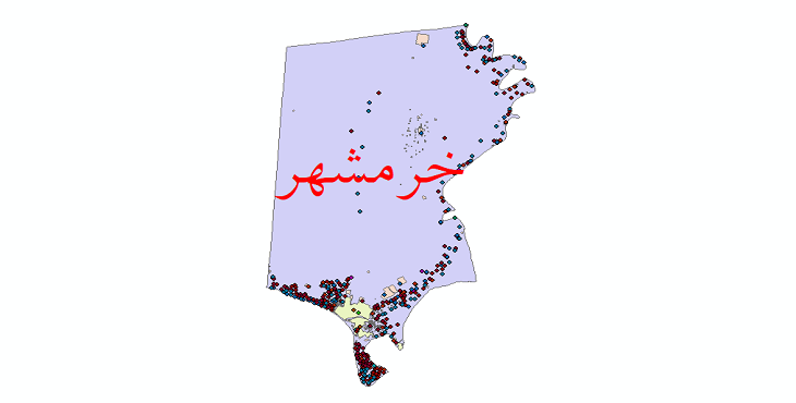 دانلود نقشه شیپ فایل آمار جمعیت نقاط شهری و نقاط روستایی شهرستان خرمشهر از سال 1335 تا 1395