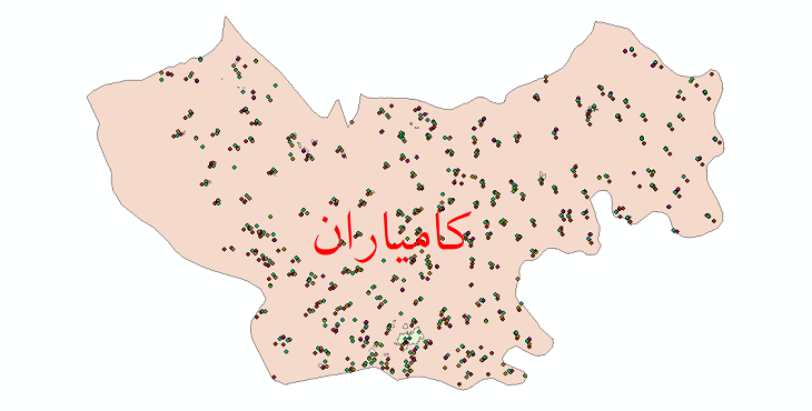 دانلود نقشه شیپ فایل آمار جمعیت نقاط شهری و نقاط روستایی شهرستان کامیاران از سال 1335 تا 1395