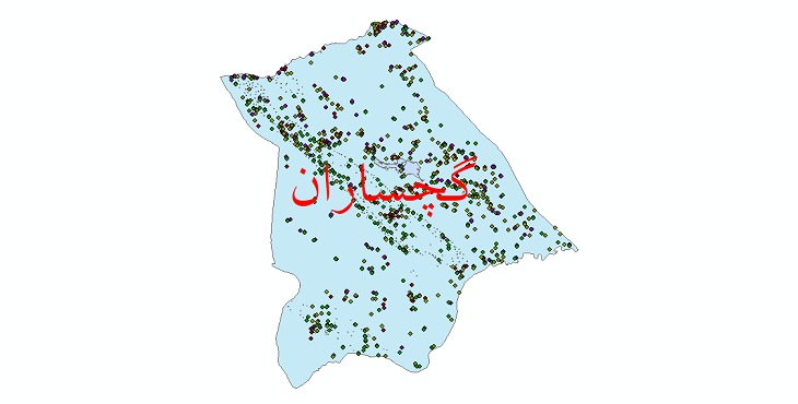دانلود نقشه شیپ فایل آمار جمعیت نقاط شهری و نقاط روستایی شهرستان گچساران از سال 1335 تا 1395