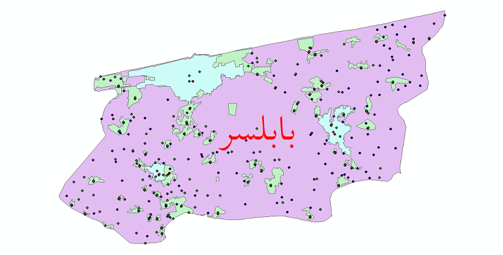 دانلود نقشه شیپ فایل آمار جمعیت نقاط شهری و نقاط روستایی شهرستان بابلسر از سال 1335 تا 1395