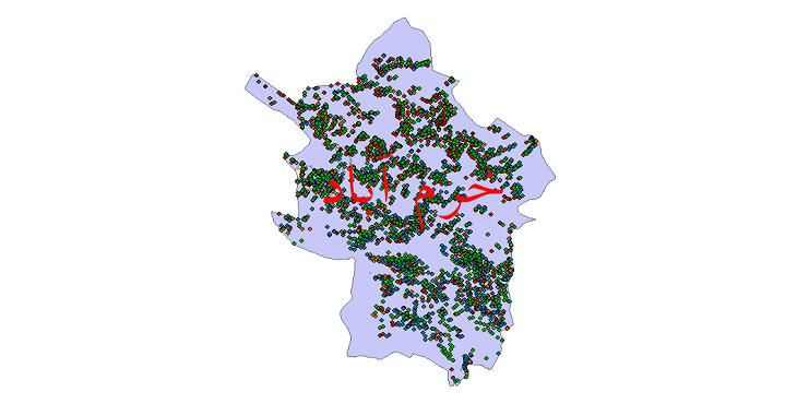 دانلود نقشه شیپ فایل آمار جمعیت نقاط شهری و نقاط روستایی شهرستان خرم آباد از سال 1335 تا 1395