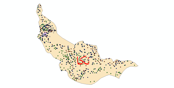 دانلود نقشه شیپ فایل آمار جمعیت نقاط شهری و نقاط روستایی شهرستان نکا از سال 1335 تا 1395