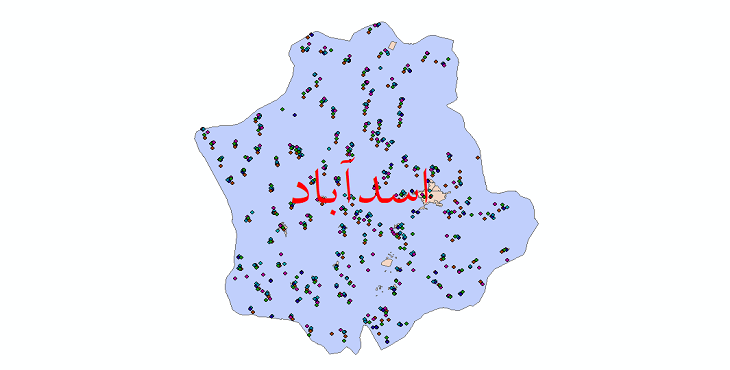دانلود نقشه شیپ فایل آمار جمعیت نقاط شهری و نقاط روستایی شهرستان اسدآباد از سال 1335 تا 1395