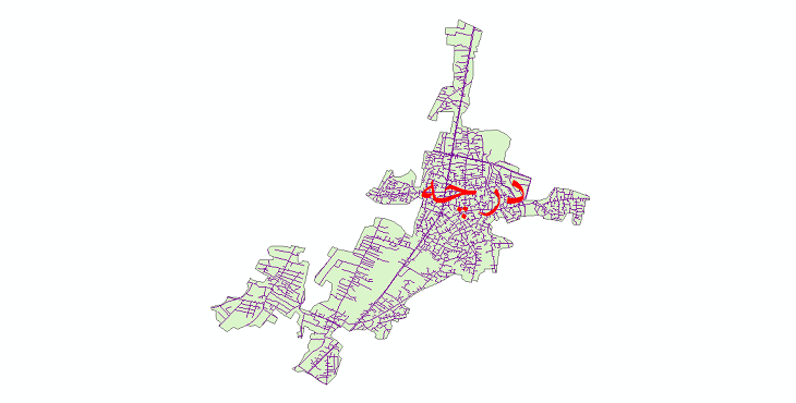 دانلود نقشه شیپ فایل شبکه معابر شهر درچه سال 1399