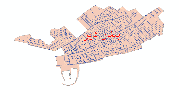 دانلود نقشه شیپ فایل شبکه معابر شهر بندر دیر سال 1399