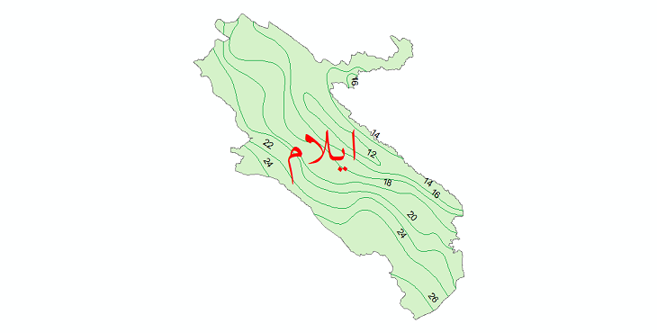 دانلود نقشه شیپ فایل خطوط هم دما استان ایلام