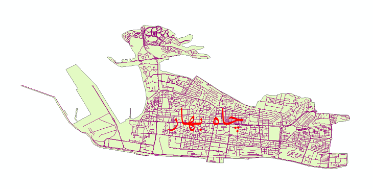 دانلود نقشه شیپ فایل شبکه معابر شهر چابهار سال 1399