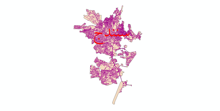 نقشه شیپ فایل شبکه معابر شهر سنندج سال 1399