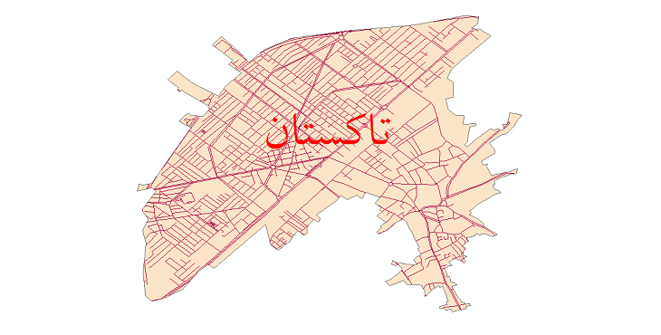 دانلود نقشه شیپ فایل شبکه معابر شهر تاکستان سال 1399
