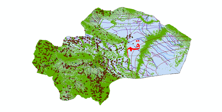 دانلود لایه‌های اطلاعات مکانی، جی ای اس، شیپ فایل‌ها، نقشه‌های شهرستان قم