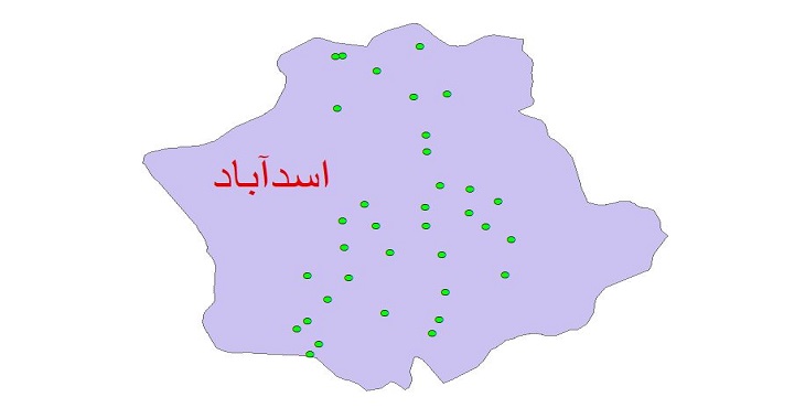دانلود نقشه شیپ فایل کیفیت آب چاه های شهرستان اسد آباد سال 1390